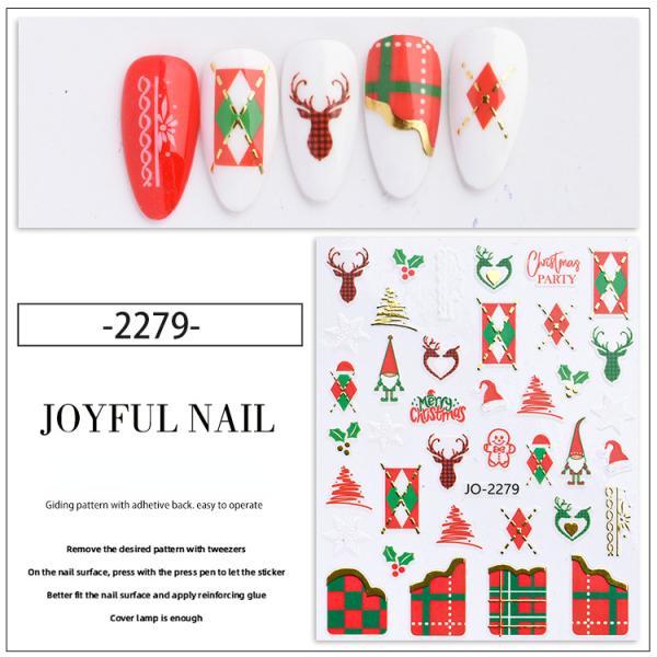 Cartoon Nail Enhancement Stickers with Multicolor Rabbit Bells and Santa Claus Design