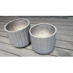 Customizable Fiber Clay Planter Round Weather - Resistant