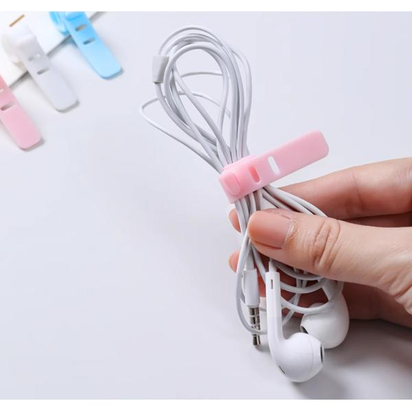 Colorful Silicone Strap Cable Holder Organizer for Moulding Food Grade USB Cables