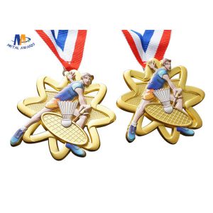 65*4MM Badminton Sports Cut Out Medals With Ribbon