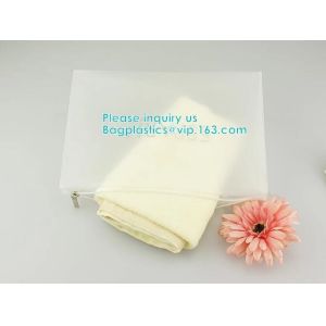 Vinyl transparent pvc bag cosmetic packing, bottom gusset slider k printed pvc