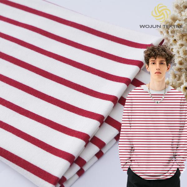 Buy Combing Striped Cotton Fabric 185cm Yarn Dyed Sweatshirt Material at wholesale prices