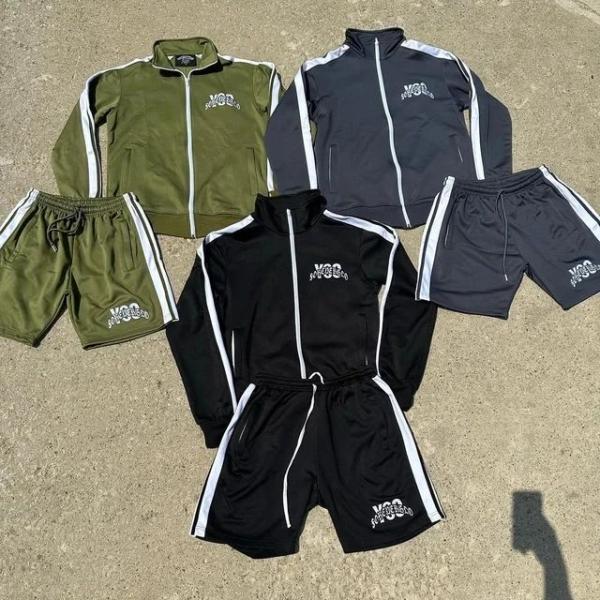 Custom Manufacturer Polyester Fiber Long Sleeve Polo Shirt Zip up Sweatshirts Jogger Shorts Tracksuit Autumn Short Set Sweatsuit