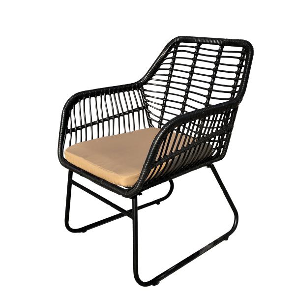 CE BSCI Black Steel Plating PE Rattan Outdoor Woven Coffee Table Chair Sofa