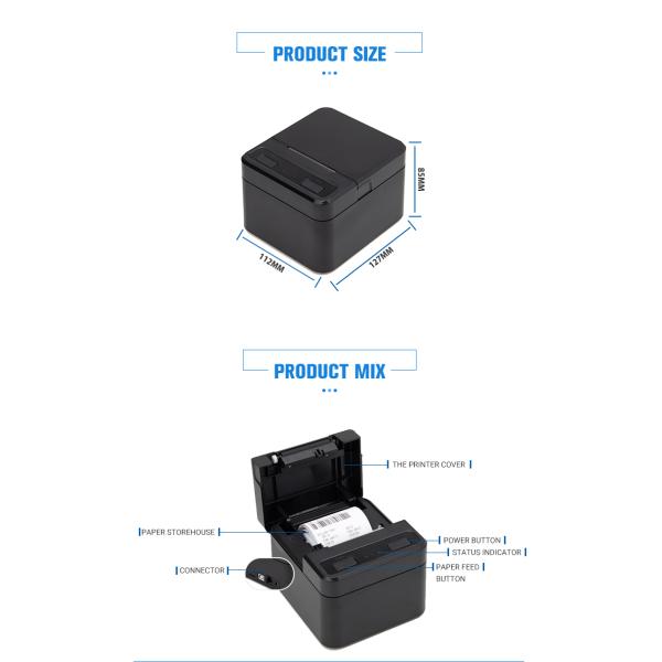 Adapter Direct Power Supply 58mm Wireless BT Thermal Receipt Bill Printer for Android