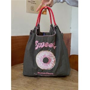 EMBROIDERED REUSABLE BAG SHOPPING BAG NYLON HAND BILL SHOULDER CROSSBODY BAG FOR