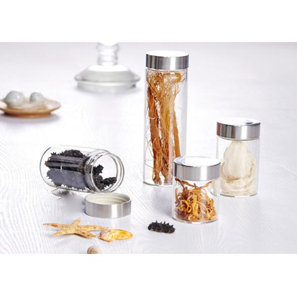 Portable Small Sealable Glass Jars With Lids 180ml 330ml 500ml Cylindrical Shape