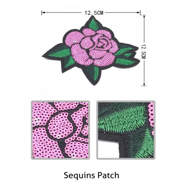 3D Rose Kids Sew On Patches Sequin Material Various Color Any Style Available
