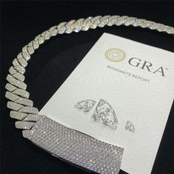 Miami Iced Out Moissanite Mens Cuban Link Chain Rappers 925 Sterling Silver Iced Out