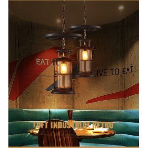 Retro Industrial Wind Wheel Chandelier Bar Table Coffee Restaurant Lantern