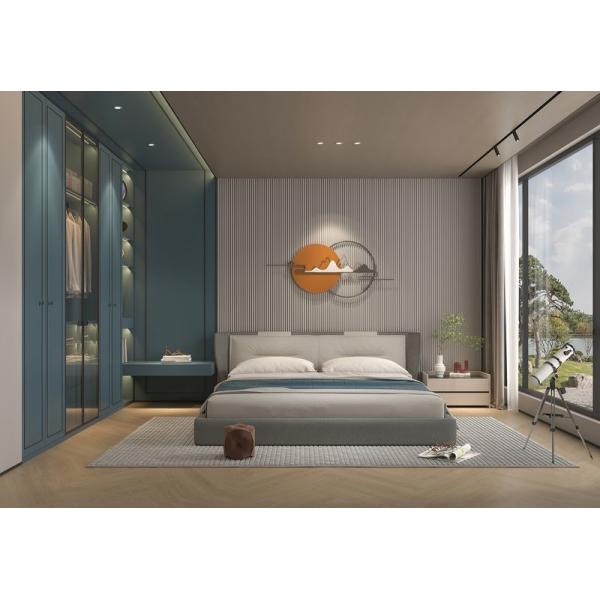 New Chinese Style Blue Grey Stainless Steel Wardrobe With Multiple Storage Solution