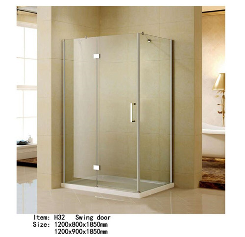 Rectangle Folding Frameless Glass Shower Enclosures With Stainless Steel Hinges