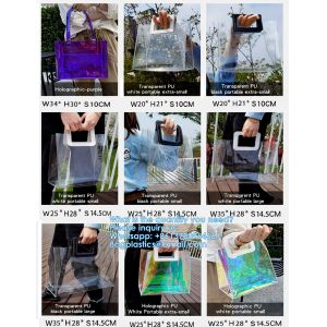 Wholesale Custom Rainbow Color Laser Shopping Bag Holographic Iridescent Jelly