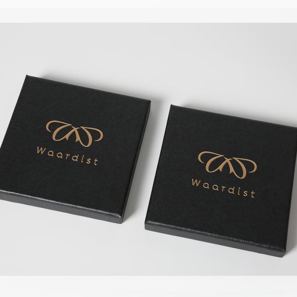 Custom Lid And Base Black Paper Gift Box Packaging Logo Printed For Silver Jewelry