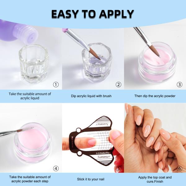 Professional Acrylic Nail Kit for Beginners With Nail Brush Monomer Acrylic Powder Set Nail Extension Form