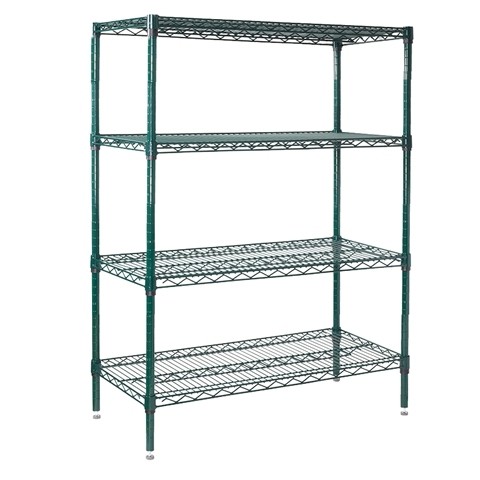 Buy Adjustable Commercial Shelving Green Epoxy Coated 4 Shelves Waterproof Surface at wholesale prices