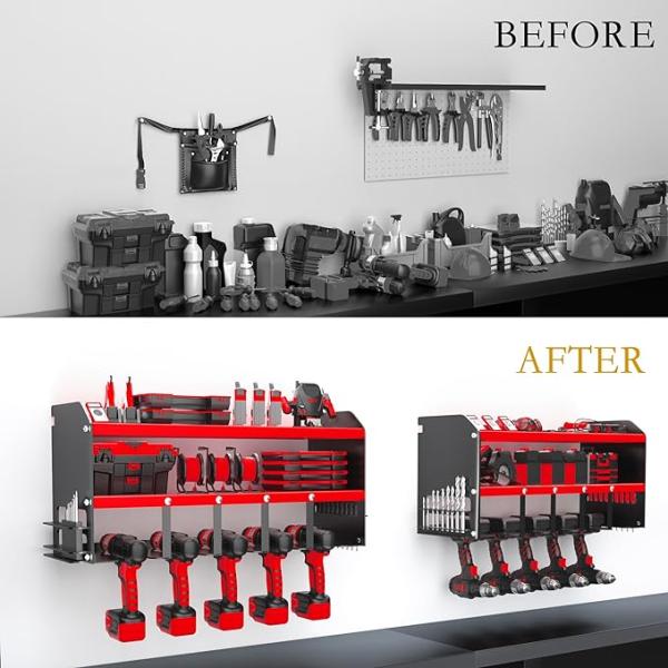 Stocked Heavy Duty Metal Power Tool Organizer Storage Wall Mount Upgrade Your Workshop