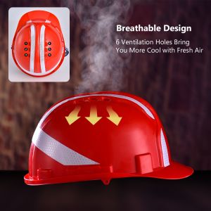 Red Lightweight ABS Construction Safety Helmets Workplace Safety Equipments