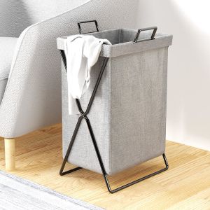 Bathroom Large Folding 60l Dirty Clothes Hampers Light Steel Frame Oxford