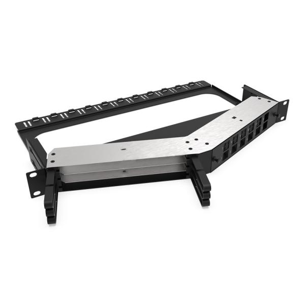 Rongbang RBTX-PP04 1U High Density Frame Hybrid Fiber & Copper Angled Modular Panel for Data Center Enterprise Network