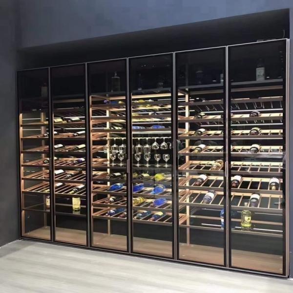 Buy High-End Wine Liquor Cabinet Thermostatic Gold Color Stainless Steel Wine Rack at wholesale prices