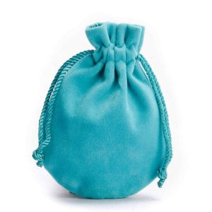 Purple Round Bottom Drawstring Bag , 5*7cm Velour Travel Jewelry Pouch
