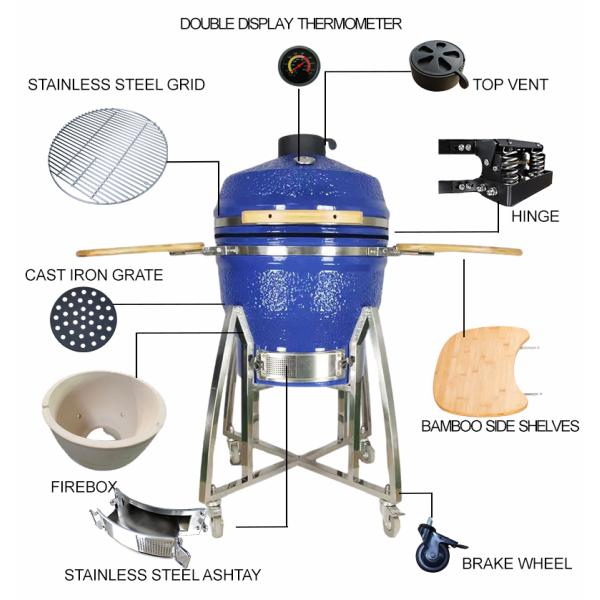 KIMSTONE Kamado 22 Inch L Keramik Grill Blue Barbeque Charcoal Industrial Machine Mini Chicken Griller BBQ Egg Grill Smoker