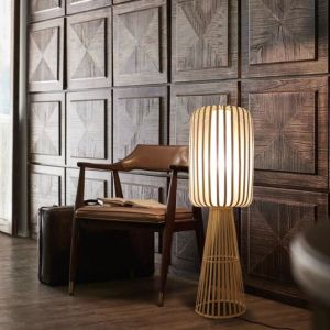 Bamboo Weaving Rattan Floor Lamp For Residential Teahouse Living Room