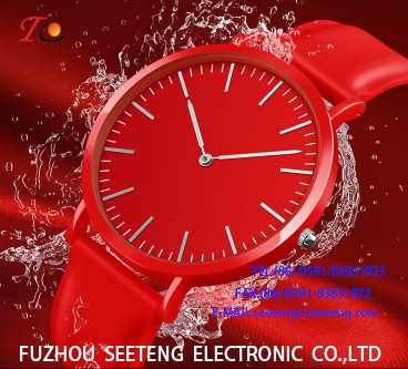 wholesale Silicone watch with alloycase and custom logo movement watch concise style bright red strap custom color