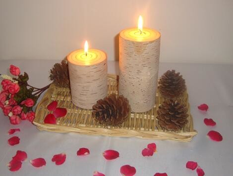 Buy 3X4"3X6" inch 100% natural bark decor candle with  growth ring at wholesale prices