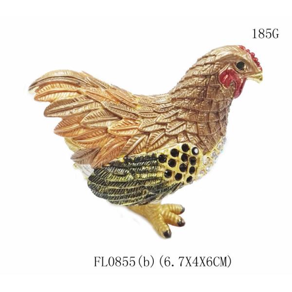 Hen hinged trinket jewelry box for new year rooster figure gifts jeweled enameled trinket boxes