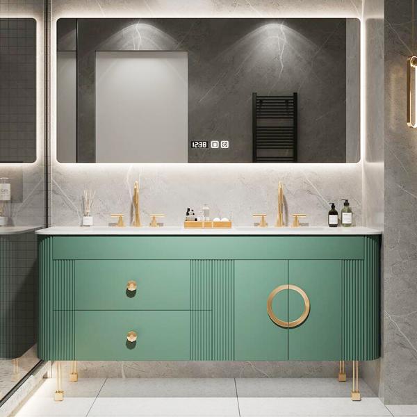 MR-MDF Material Freestanding Double Sink Modern Floating Bathroom Vanities for at Low