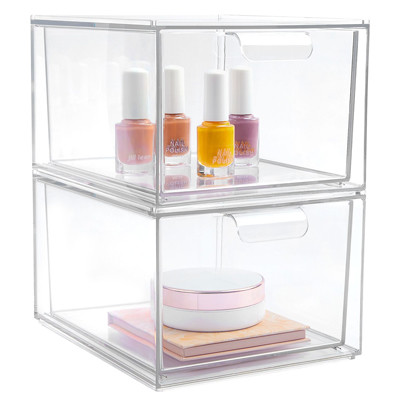 Buy Multifunction Makeup Stackable Clear Plastic Organizer Drawers With Lid at wholesale prices