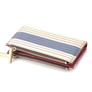 TPCH 0.08KG Ladies Genuine Leather Wallets Pu Stripe Bifold Vintage 11x8cm