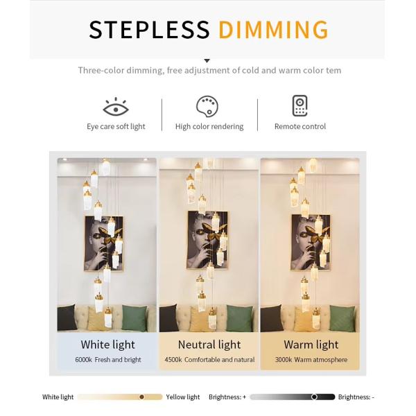 Custom LED Villa Hotel Staircase High Decor Lamp Modern Acrylic Chandelier Pendant Light 30000 Hours Lifespan