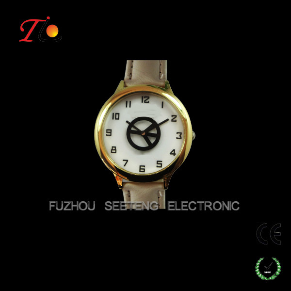 Fashion Leather Strap Quartz Wrist Watch with seven week hands cooooool