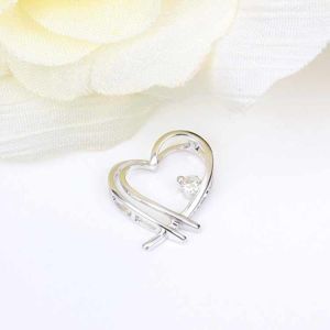 Women White Gold with Diamonds Love Heart Pendant Necklace (GDN015)