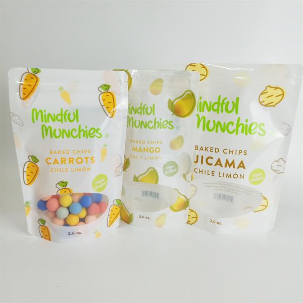 Custom Printed Plastic Bags Food Grade Stand Up Zipper Pouch for Chips Snack Packaging Bags with Window