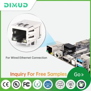 Industrial Gigabit RJ45 Connector 1 Port with LED 180° Vertical Plug