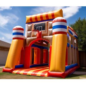 Quality Commercial Bouncy Castle Basketball Bounce House With Hoop Combine With Sport Game for sale