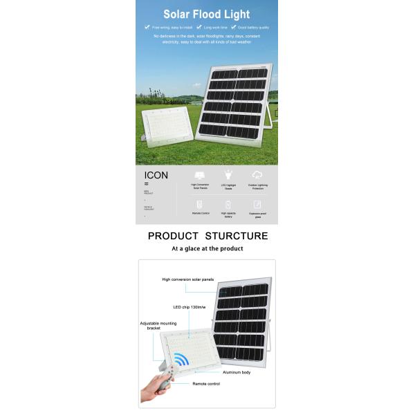 Outdoor IP67 Waterproof Remote Control Solar Flood Lights 80W Outdside Security