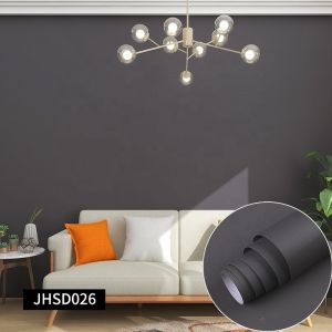 Home Interior Plain Beige Wallpaper PVC WaterProof Adhesive Wallpaper