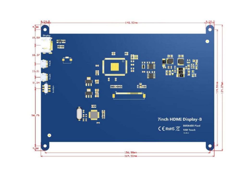 Raspberry Pi4 HDMI 7-inch TFT LCD display 800×480 pixels with capacitive touch