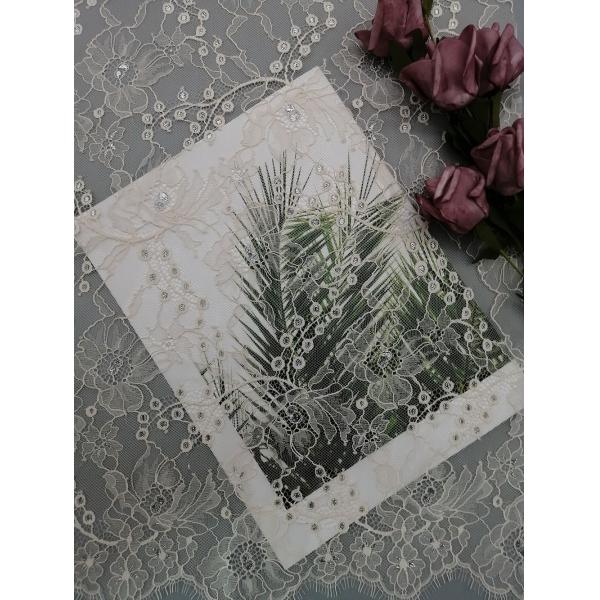 Buy French Chantilly Orange Tulle Lurex Metallic Silver Lace Fabric at wholesale prices