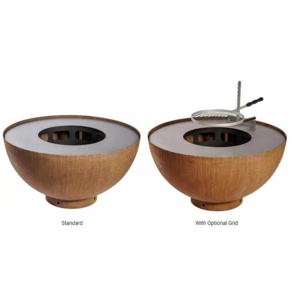 Outdoor Cooking BBQ Natural Rusted Corten Steel Fire Bowl With Grill Ring