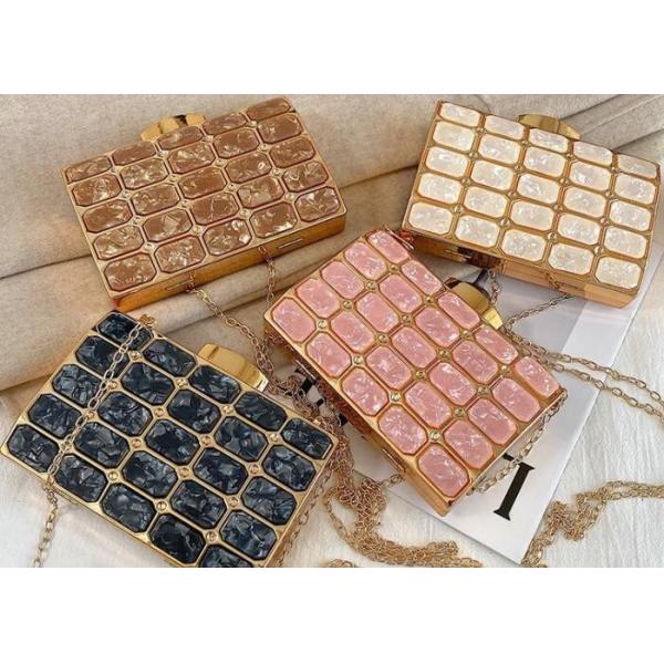 Pink Acrylic Handbag Frames Metal Knob Gold DIY Iron Box Clutch Frame