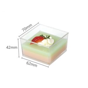 Popular disposable ps 140ml square acrylic dessert cups clear plastic