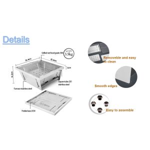 Foldable Grill Outdoor BBQ Equipment Smooth Edge Easily Cleaned
