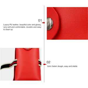 Red Debossed 100mm Car Tissue Box Holder Using Suede Leather