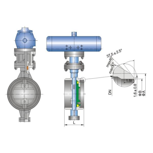 BW Weld End Metal Seal Butterfly Valve BFV Bi - Directional Bubble Tight Shut Off